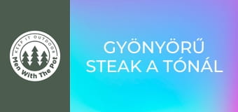 Gyönyörű steak a tónál elkészítve Gyönyörű steak a tónál elkészítve