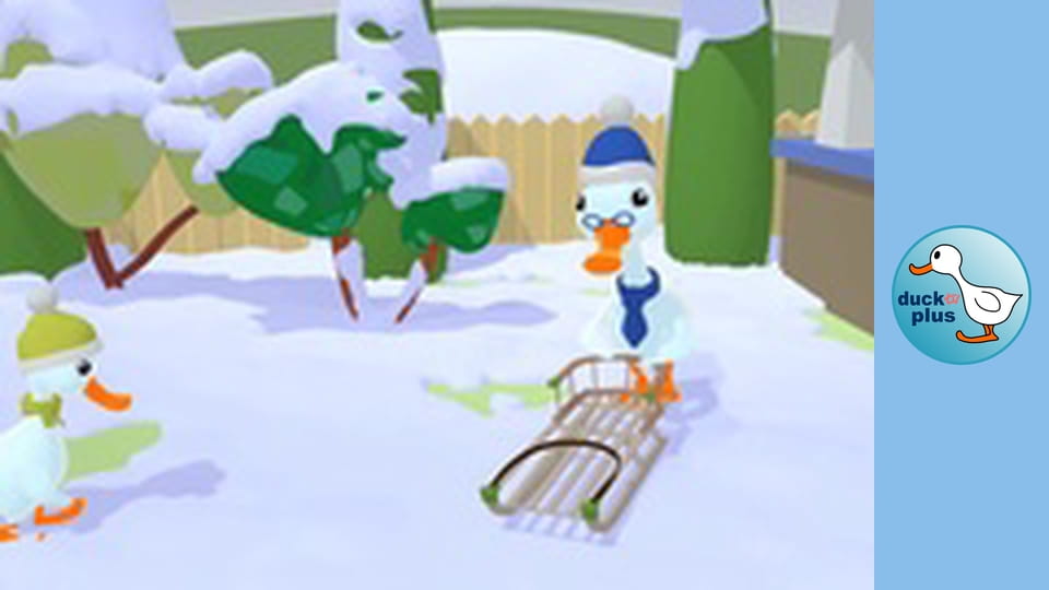 Ducky and Fluffy - Ducky with Fluffy on the Sleigh